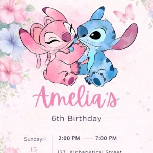stitch and angel birthday invitation (1)
