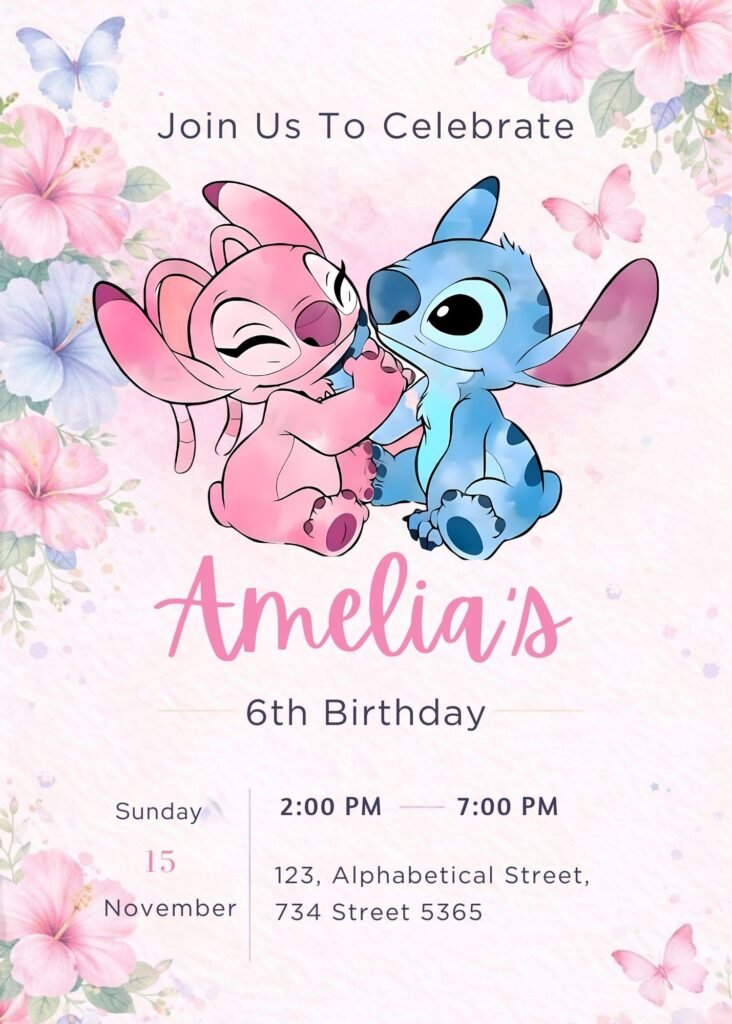 stitch and angel birthday invitation (1)